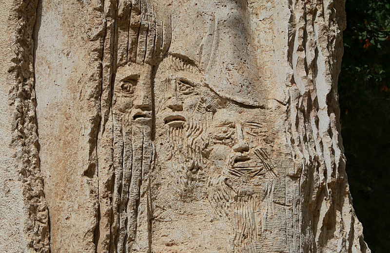 Distinct faces in the Pope JPII monument