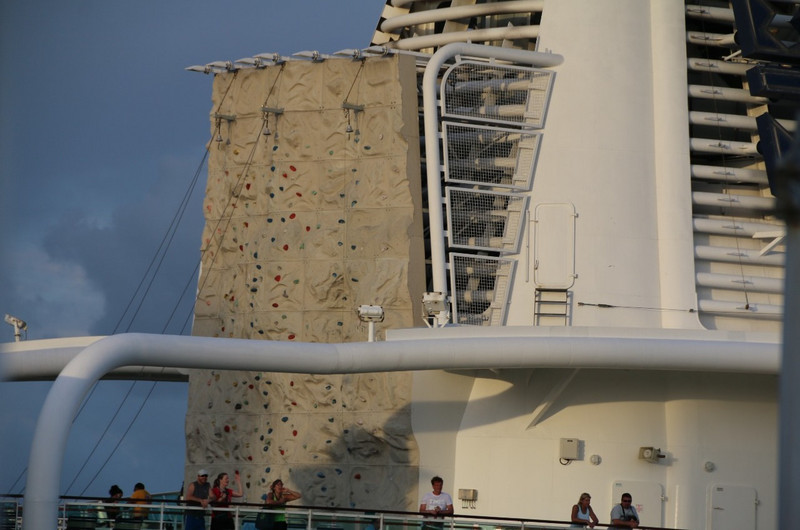 The climbing wall of the Jewel of the Seas
