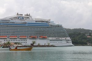 The Royal Princess berthed in Castries, St. Lucia