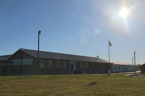 The facade of the Robben Island prison