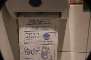 A hand drying towel with printed ads in Hamburg