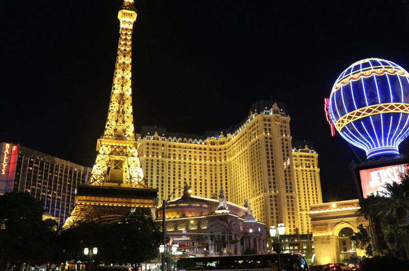 The Paris Hotel and Casino by night