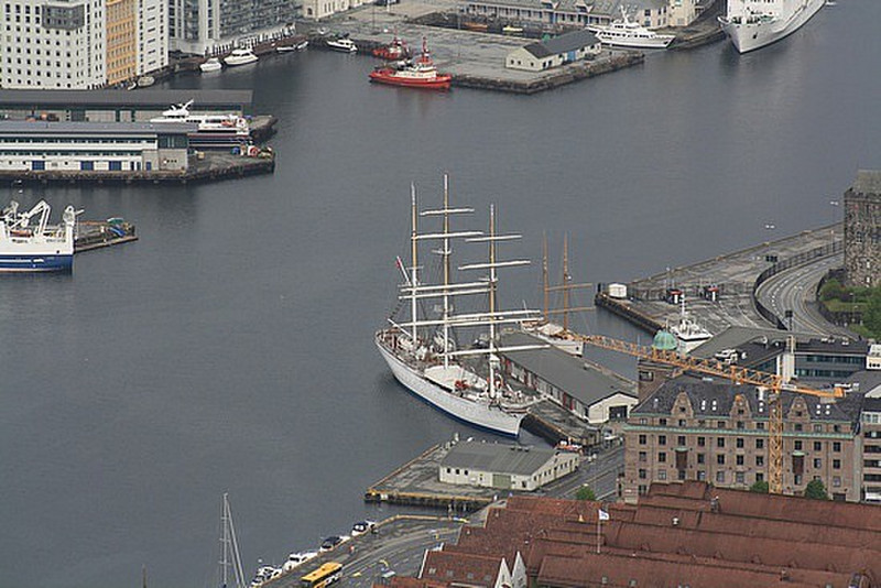 View  of Bergen Port from the funicular