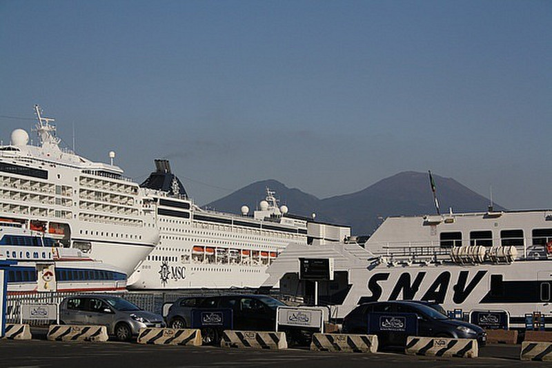 Mt Vesuvius watching over the cruise ships