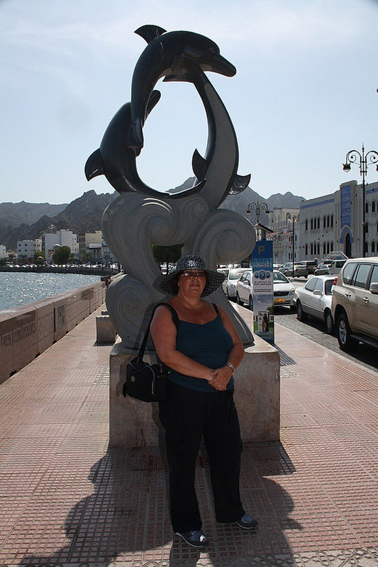 Roisin spotting Dolphins in Muscat