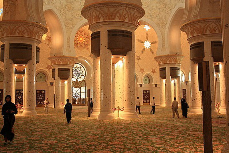 The grand prayer room in the Grand Mosque