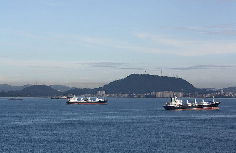 Ships awaiting transit off Fuerte Amador