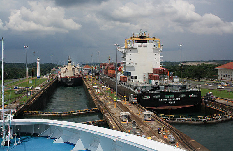 Entering Gatun locks, Panama Canal