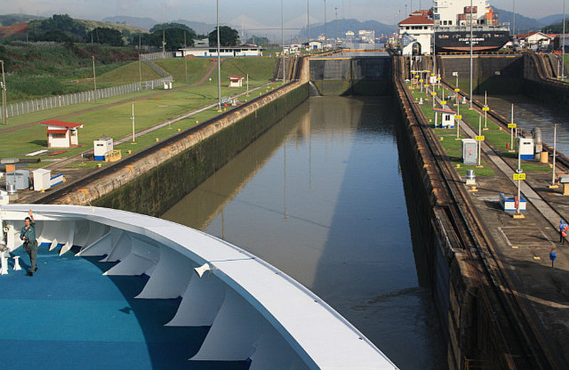 Entering Miroflores locks, Panama Canal