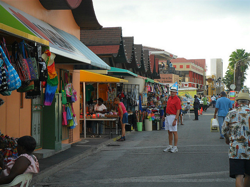 Shopping stalls in a market in Oranjestad