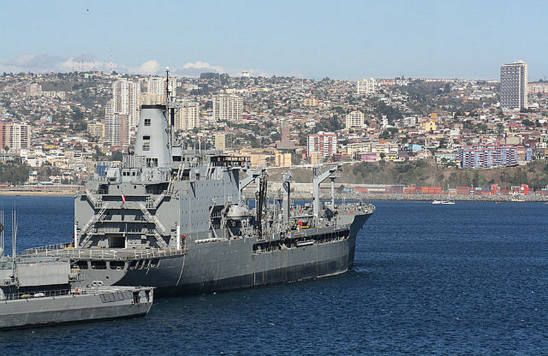 The Chilean Navy&#39;s flagship in Valparaiso