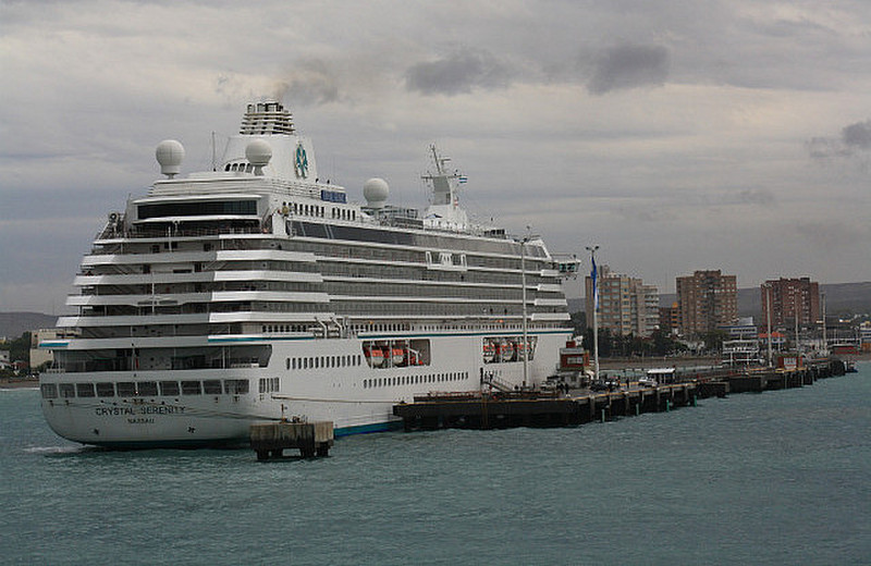 The Crystal Serenity at berth in Puerto Madryn