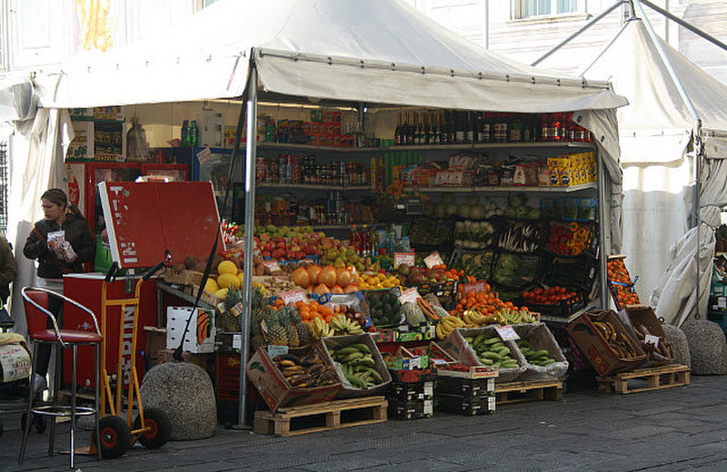 A colourful fruit and veg stall, Genoa