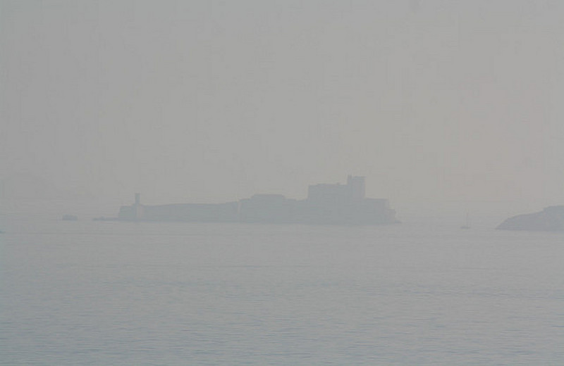 A misty Frioul Islands off Marseille