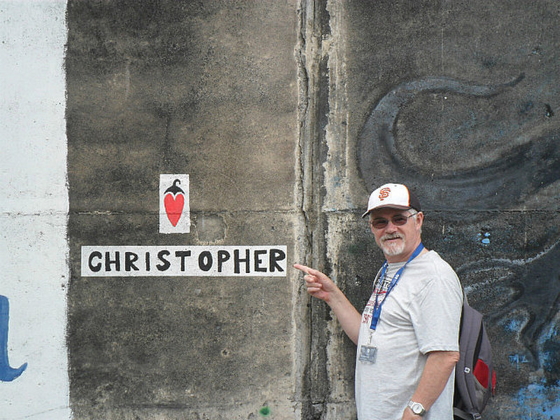 Chris personalised on the quay wall in Funchal