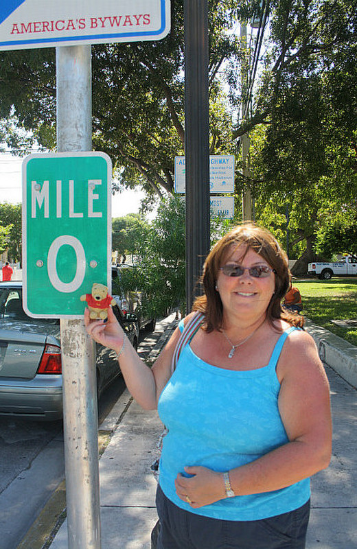 Roisin at mile marker zero, Route 1