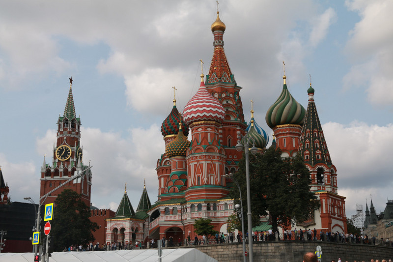 St Basil's Cathedral with the Kremlin's St Nicholas Tower