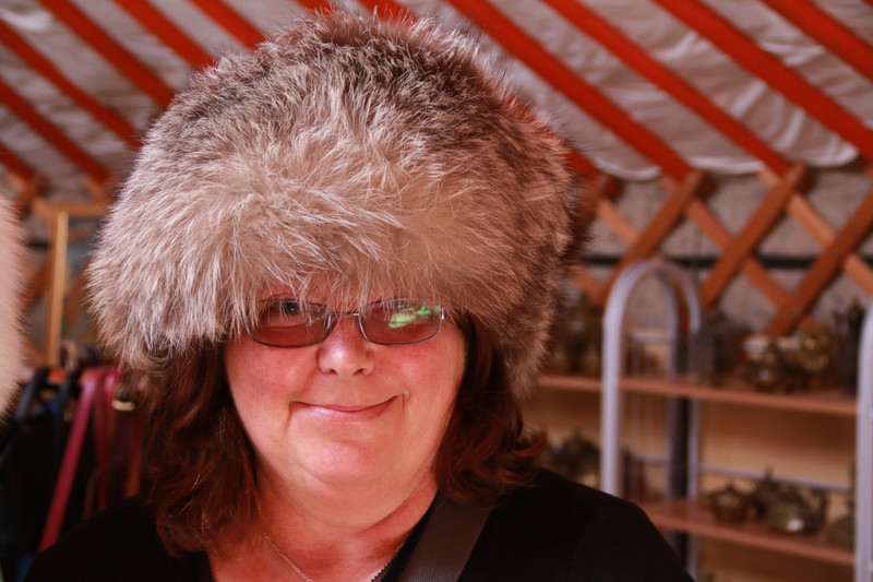 Roisin with her Mongolian head warmer!