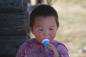 Mongolian baby reappears with pacifier