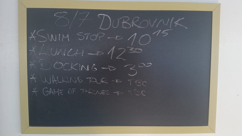 Schedule of the Day - To Dubrovnik