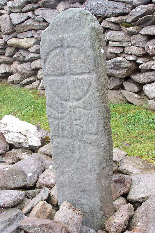 Ancient tombstone at Gallarus Oratory