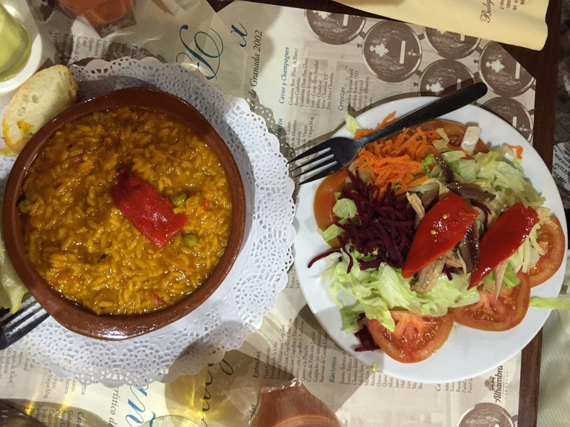 Paella and an Andalucian salad for starters