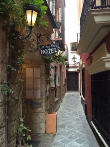 Street view of the hotel entrance