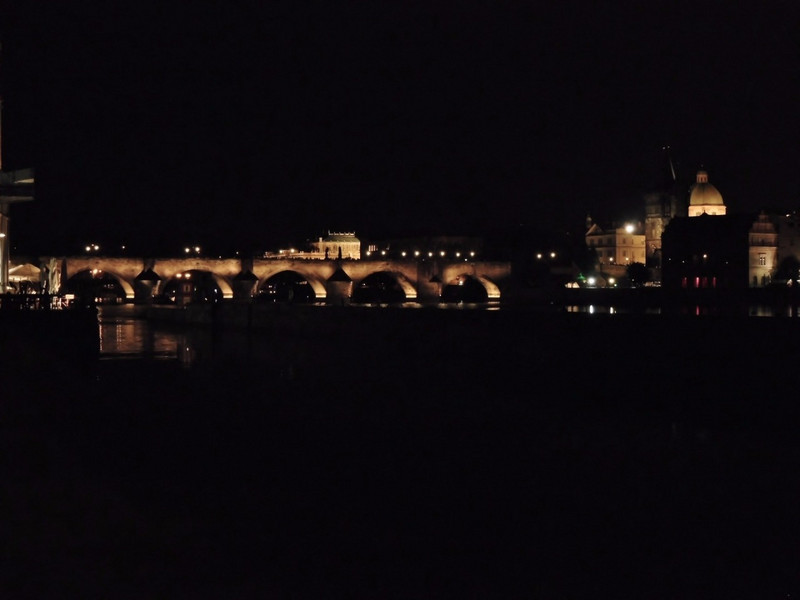 Dinner view of Charles Bridge and the Vltava River