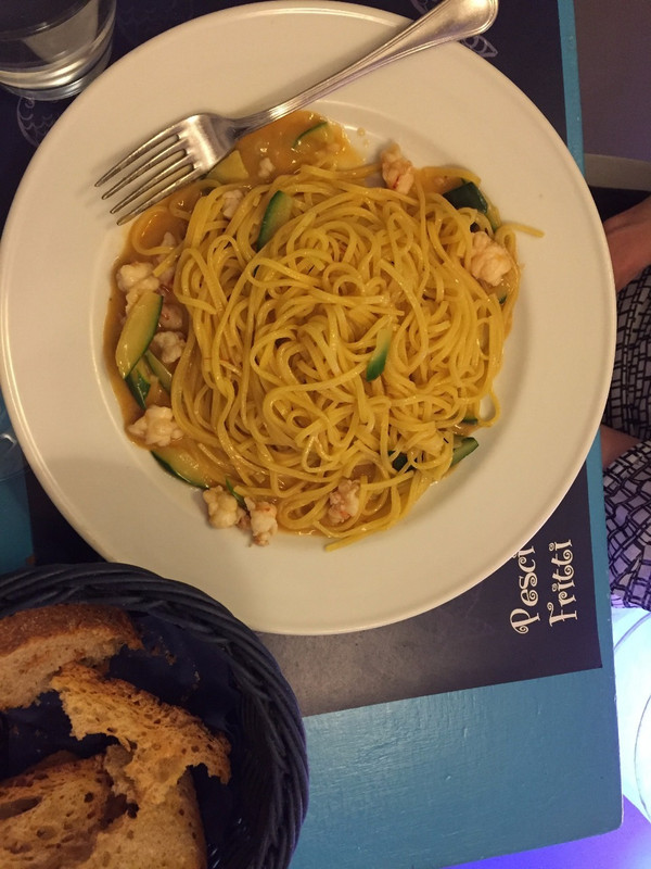 Tagliolini with shrimp and zucchini