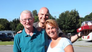 Travellers reunited - David with Andre and Esther