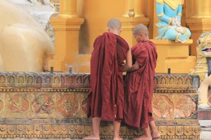 Monks At Shwedagon Pagoda