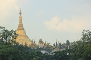 Shwedagon Pagoda In The Distance 