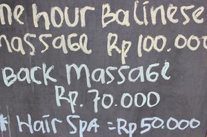 Massage Prices