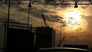 Sunset over bridge