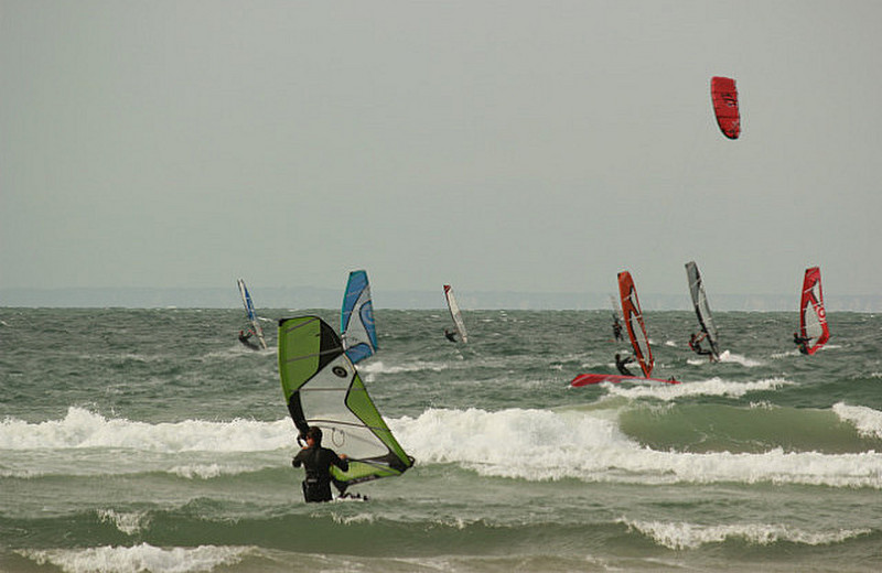 Windsurfing With English Cliffs In The Background