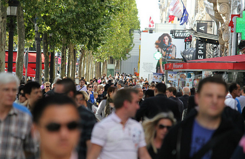 Busy Street Of The Champs Elysees