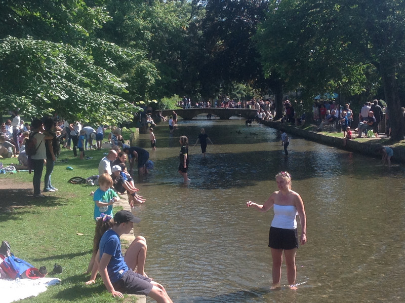 We weren't the only ones at Bourton on the Water. And that's not the new Christ, the water is not very deep.