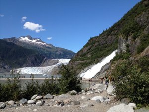 Glacier and waterfall