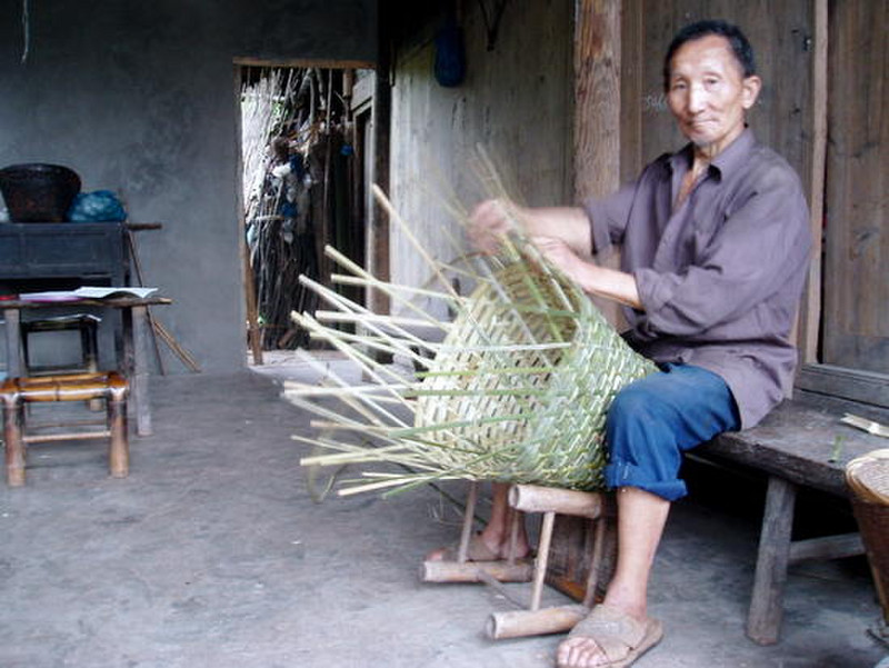 Bill&#39;s Grandfather weaving a basket