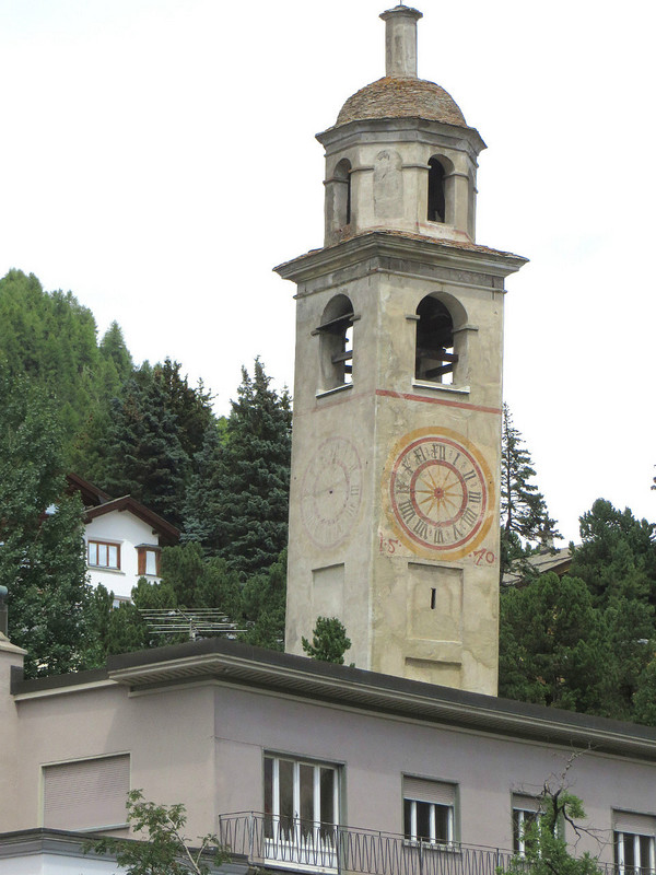 Leaning 1570 clock tower, St. Moritz