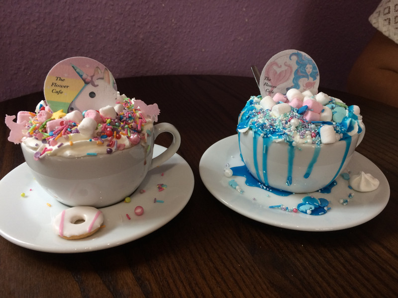 Unicorn and mermaid hot chocolates