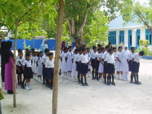 School assembly, Dhangethi, Alif Dhaal