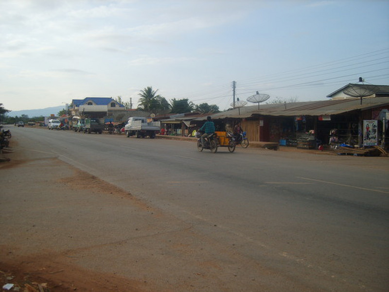 The main road, Route 9, and market at Xepon