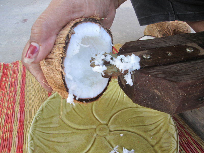 Scrape out the coconut ...