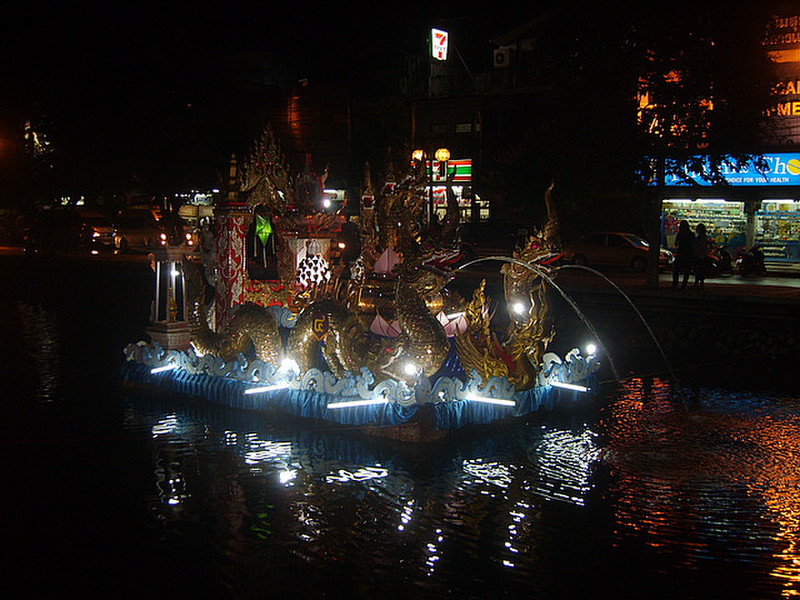 Loy Krathong parade - raft on the moat