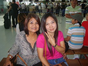 Jai and daughter Jiap, Suvarnabhumi Airport