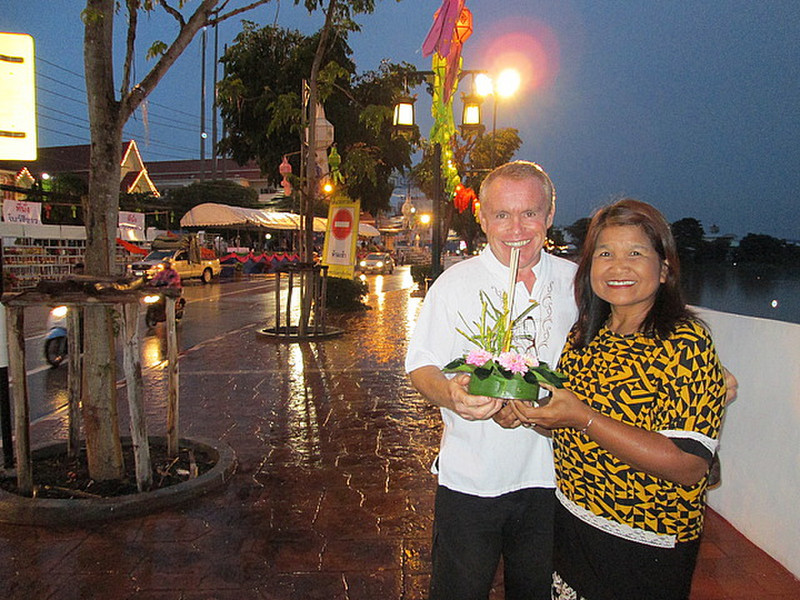 Floating our kratong on Ping River