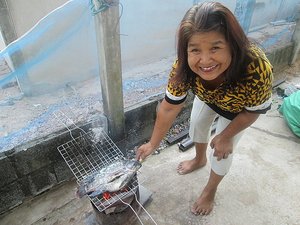 Getting the fish on the BBQ