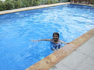 Chilling out at hotel pool