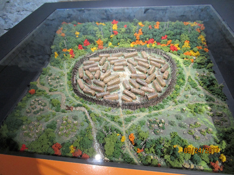 Model of an Iriquois village on banks of St. Lawrence brick 